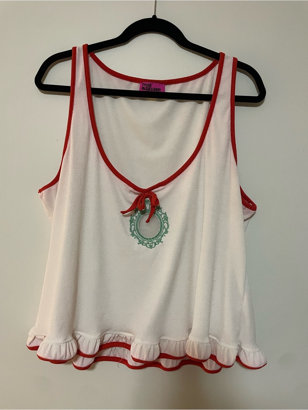 Tyler McGillivary White & Red Embroidered Memories Tank 4x